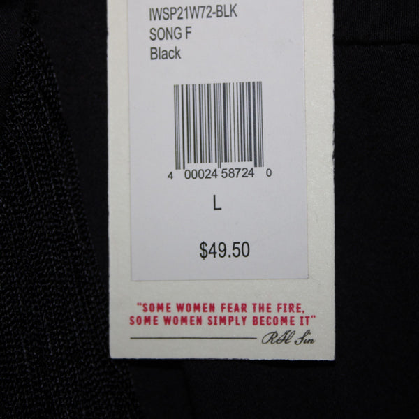 Idyllwind NEW $59 Song F Sz L Black Fringe V Neck Asymetrical Rayon Spandex Top