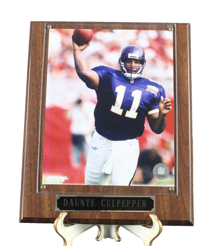 Minnesota Vikings #11 Daunte Culpepper Framed 8 X 10 Wood Plague 10.5 X 13 Photo