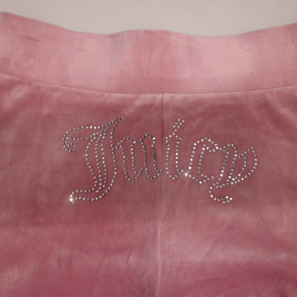 Juicy Couture Pant NEW $169 Sz S x 31 Pink Silver Velour Rhinestone Poly Spandex
