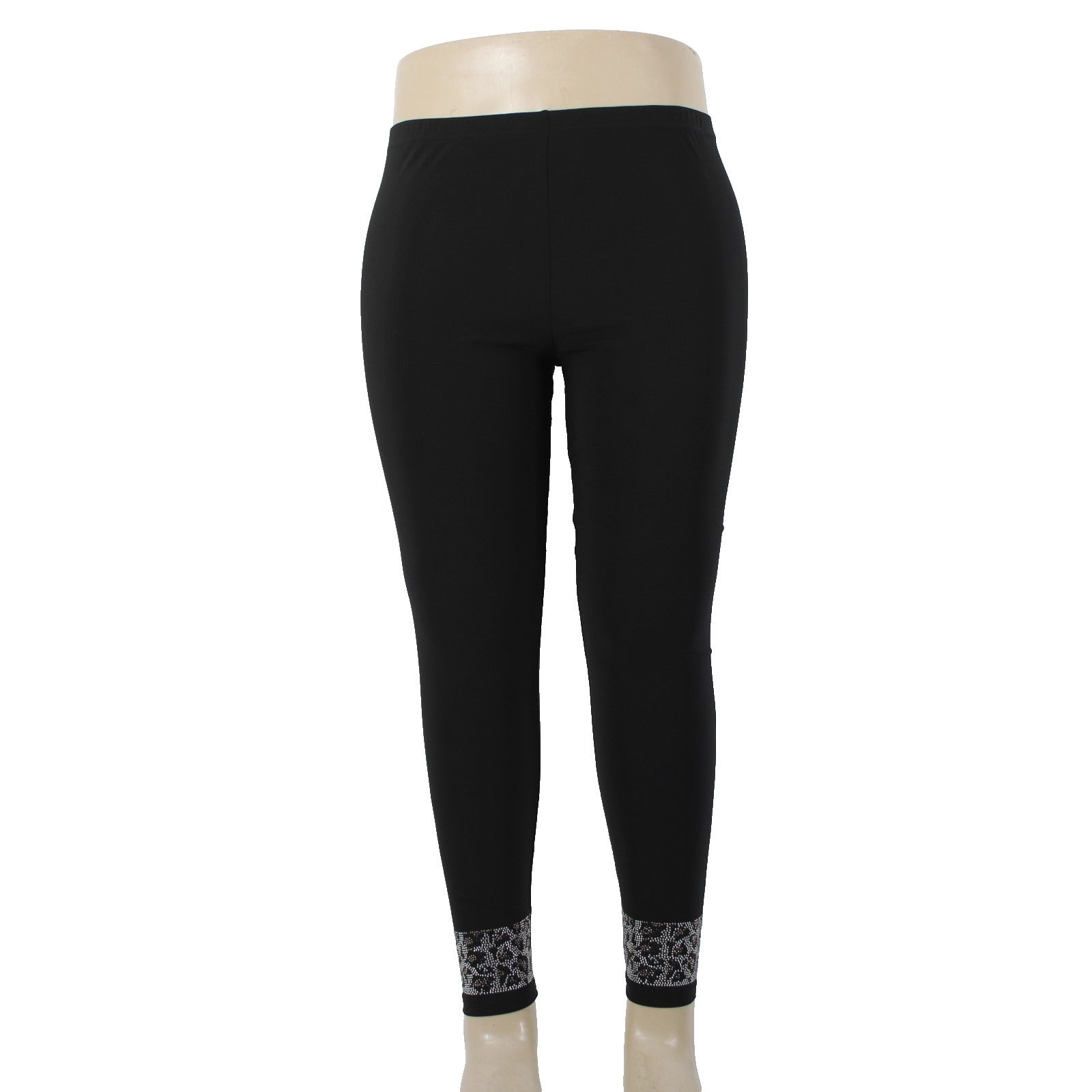 Joseph Ribkoff Pant Sz 16 x 29 Black Silver Rhinestones Animal Print Poly Pant