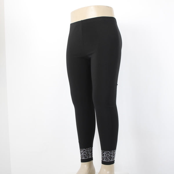 Joseph Ribkoff Pant Sz 16 x 29 Black Silver Rhinestones Animal Print Poly Pant