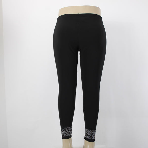 Joseph Ribkoff Pant Sz 16 x 29 Black Silver Rhinestones Animal Print Poly Pant