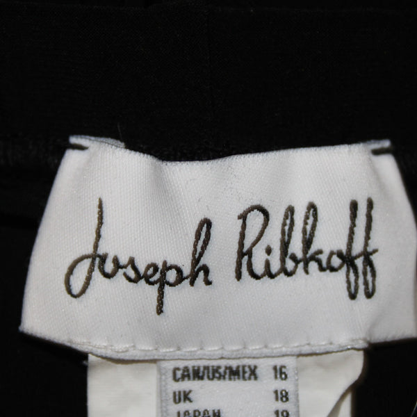 Joseph Ribkoff Pant Sz 16 x 29 Black Silver Rhinestones Animal Print Poly Pant