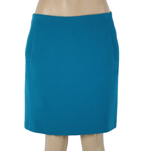 Banana Republic Sz 10 Bright Blue Lined Pockets Polyester Rayon Pencil Skirt