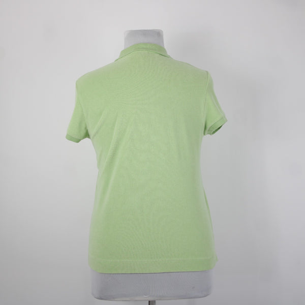 Talbots NEW Sz XL Lime Green Collared French Terry Cotton Blend Gold Buttons Top