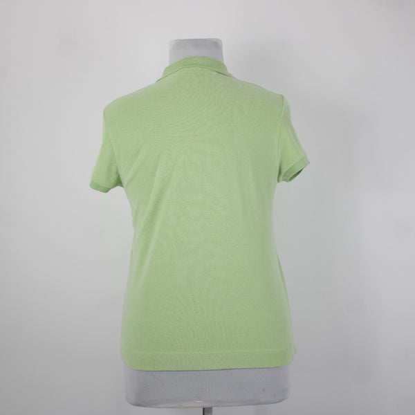 Talbots NEW Sz XL Lime Green Collared French Terry Cotton Blend Gold Buttons Top