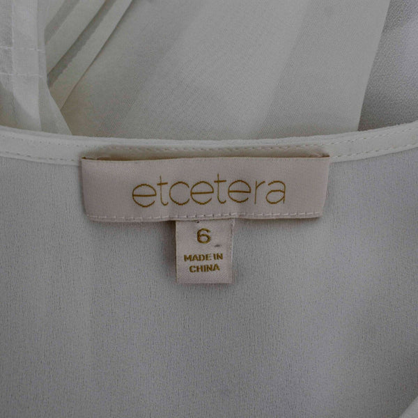 Etcetera Sz 6 Ivory Hook n Eye Neck Pintuck Bell Sleeve Polyester Silk Top