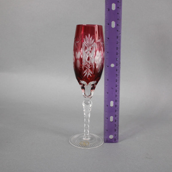 Bohemian Champagne Czechoslovakia Crystal Cut Red 9" Champagne Glass