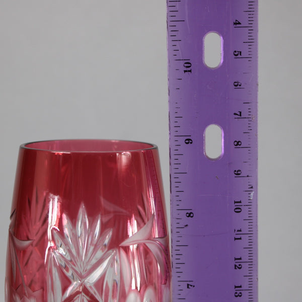 Bohemian Champagne Czechoslovakia Crystal Cut Red 9" Champagne Glass