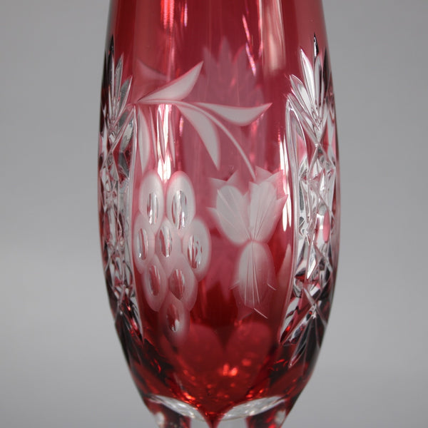 Bohemian Champagne Czechoslovakia Crystal Cut Red 9" Champagne Glass