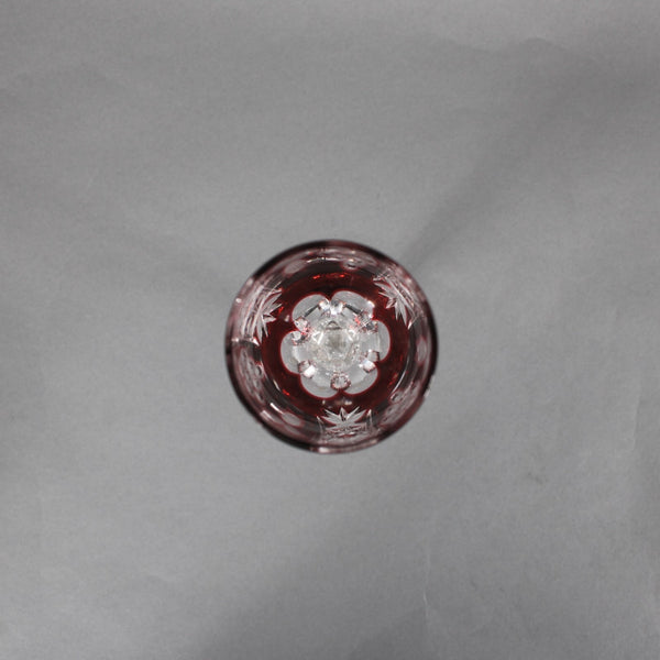 Bohemian Champagne Czechoslovakia Crystal Cut Red 9" Champagne Glass