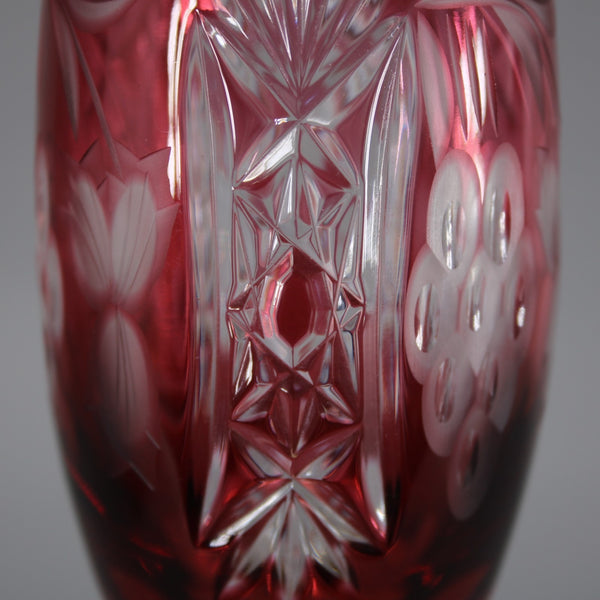 Bohemian Champagne Czechoslovakia Crystal Cut Red 9" Champagne Glass