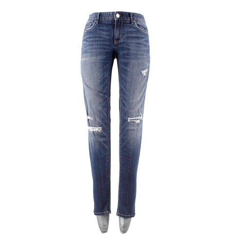 White House Black Market Sz 0 x 30 Blue Distress Denim Cotton Blend Skinny Jean