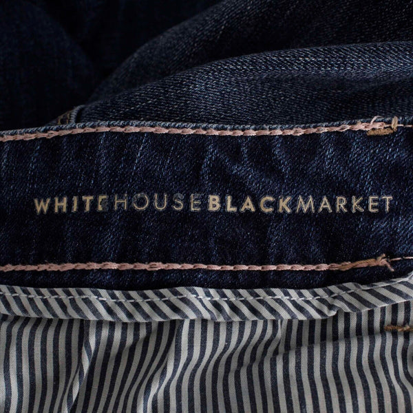 White House Black Market Sz 0 x 30 Blue Distress Denim Cotton Blend Skinny Jean