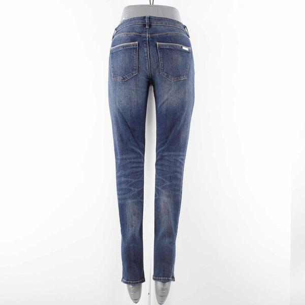 White House Black Market Sz 0 x 30 Blue Distress Denim Cotton Blend Skinny Jean