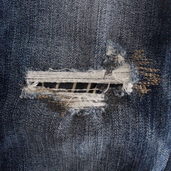 White House Black Market Sz 0 x 30 Blue Distress Denim Cotton Blend Skinny Jean