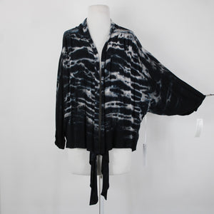 Young Fabulous & Broke NEW Sz XS Black White Tie Dye Tie Front 100% Rayon Jacket