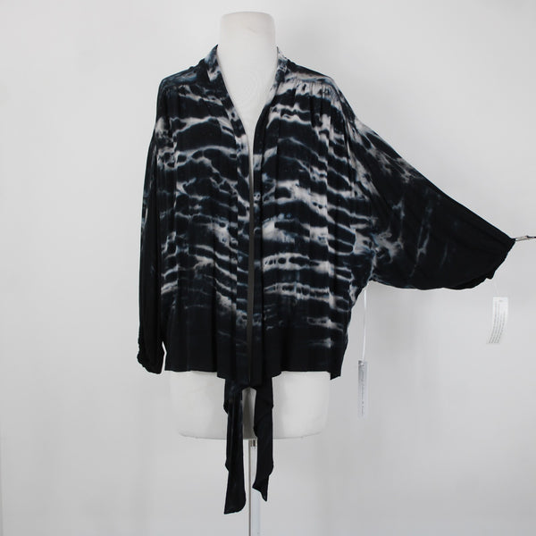 Young Fabulous & Broke NEW Sz XS Black White Tie Dye Tie Front 100% Rayon Jacket