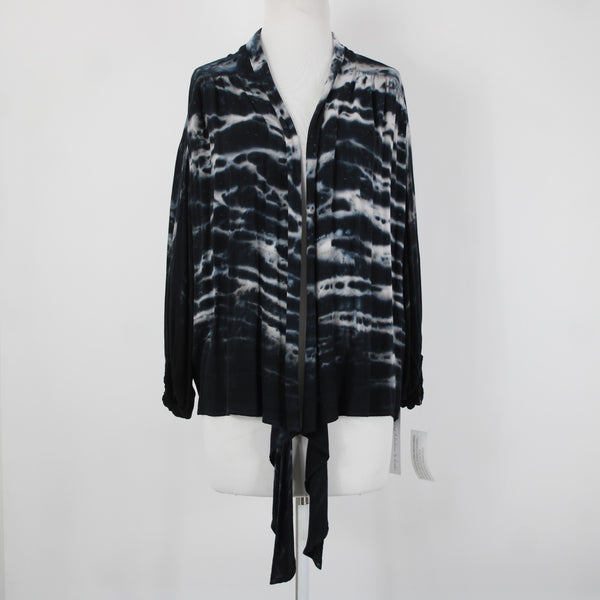 Young Fabulous & Broke NEW Sz XS Black White Tie Dye Tie Front 100% Rayon Jacket