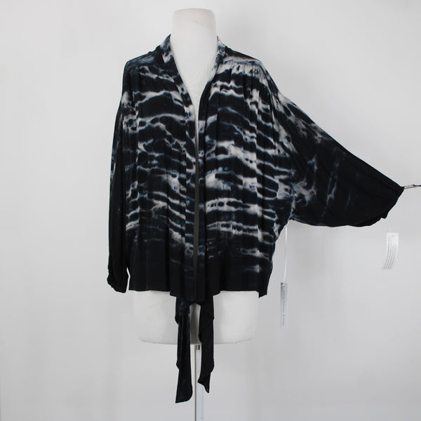 Young Fabulous & Broke NEW Sz XS Black White Tie Dye Tie Front 100% Rayon Jacket