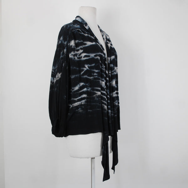 Young Fabulous & Broke NEW Sz XS Black White Tie Dye Tie Front 100% Rayon Jacket