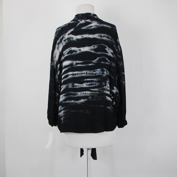 Young Fabulous & Broke NEW Sz XS Black White Tie Dye Tie Front 100% Rayon Jacket