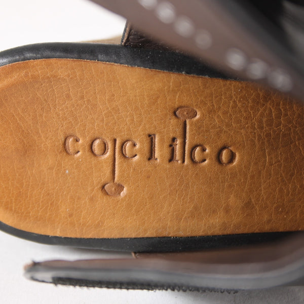 Coclico Mind Wedge Sz 37.5 Black Ankle Strap Leather 2.5" Wedge Platform Wedge