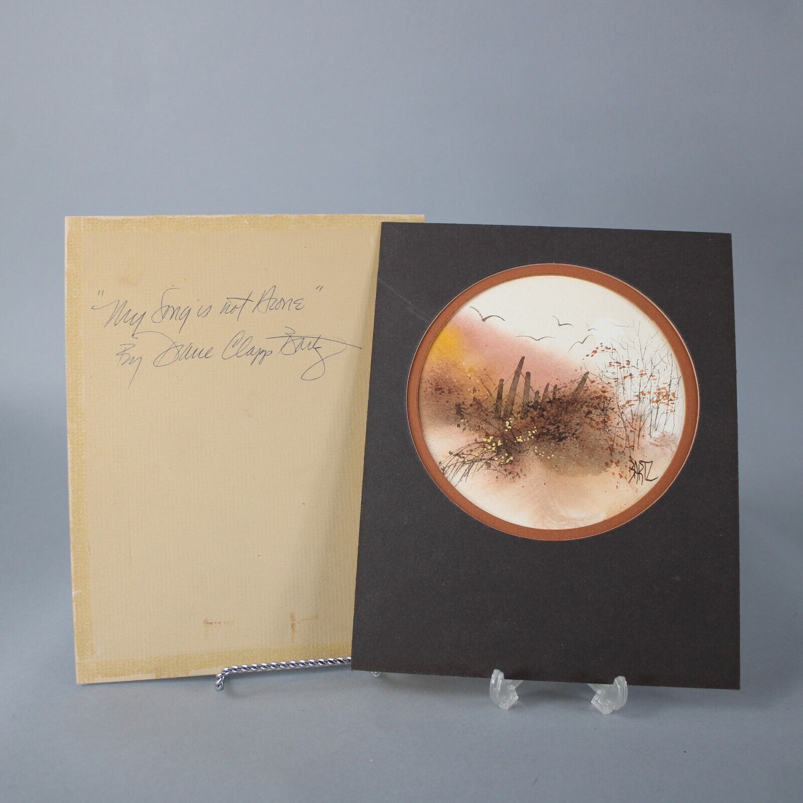 Bartz Signed My Song Is Not Alone 10 x 8 Brown Cream Multi Water Color Art Work
