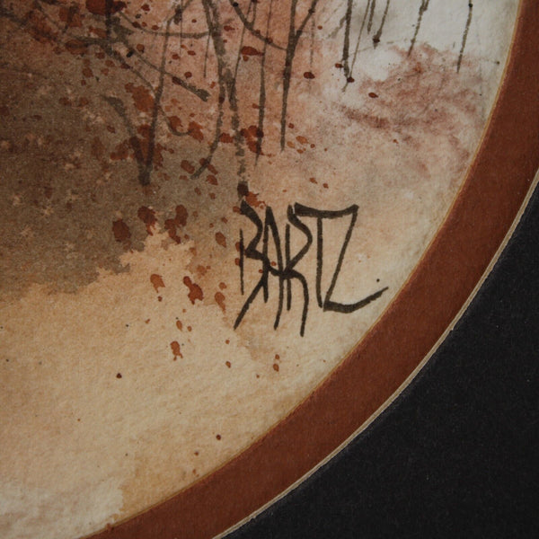 Bartz Signed My Song Is Not Alone 10 x 8 Brown Cream Multi Water Color Art Work
