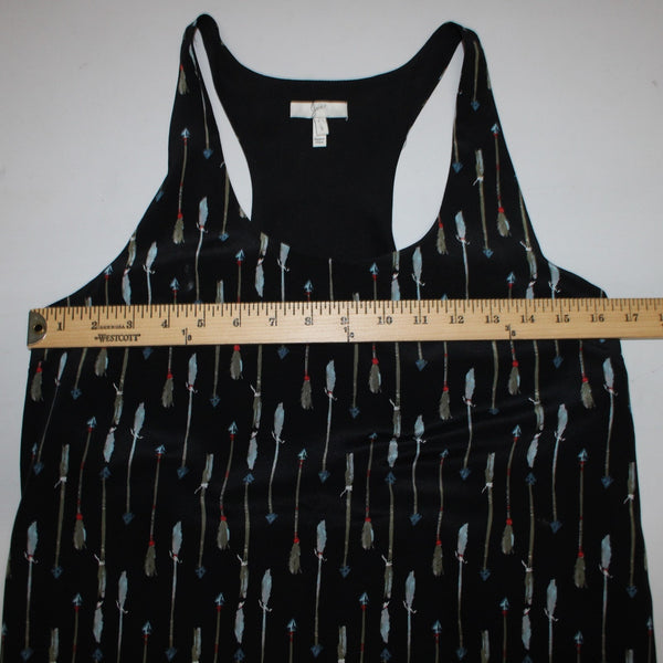 Joie Dress Sz S Black Multi Color Arrows Racer Back Lined 100% Silk Poly Dress