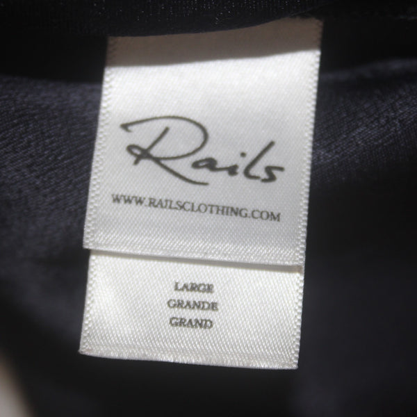 Rails Dress Sz L Navy Blue Animal Print Elastic Waist Lined Rayon Viscose Dress