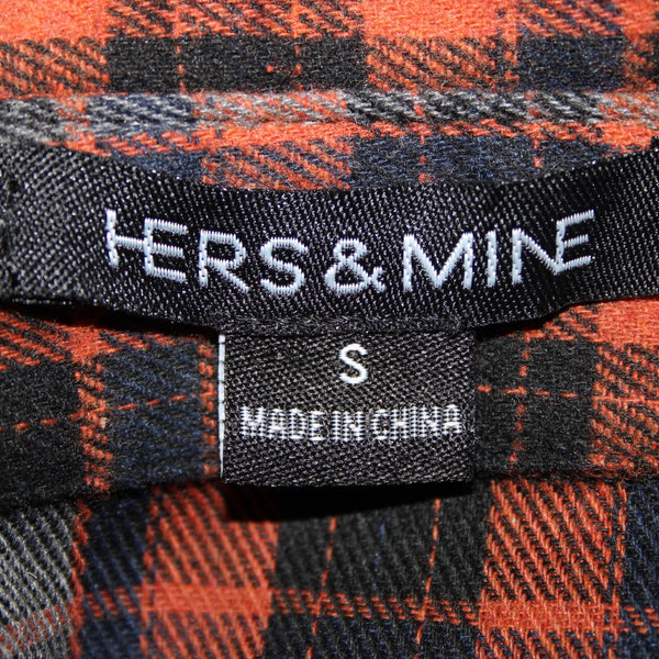 Hers Mine NEW $69 Sz S Black Gray Orange Collard Buttons Cotton Poly Dress