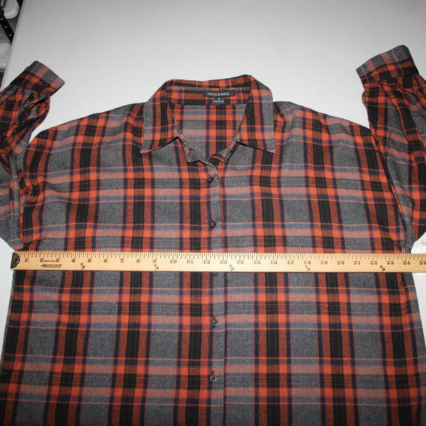 Hers Mine NEW $69 Sz S Black Gray Orange Collard Buttons Cotton Poly Dress