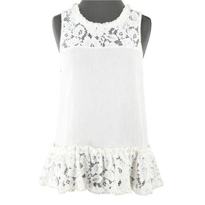 RO & DE Sz S Off White Lace Shoulder Peplum Cotton Rayon Nylon Top
