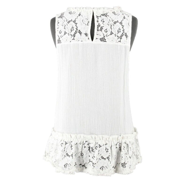 RO & DE Sz S Off White Lace Shoulder Peplum Cotton Rayon Nylon Top