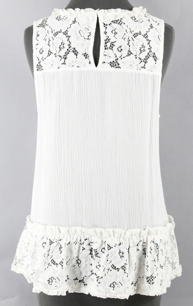 RO & DE Sz S Off White Lace Shoulder Peplum Cotton Rayon Nylon Top