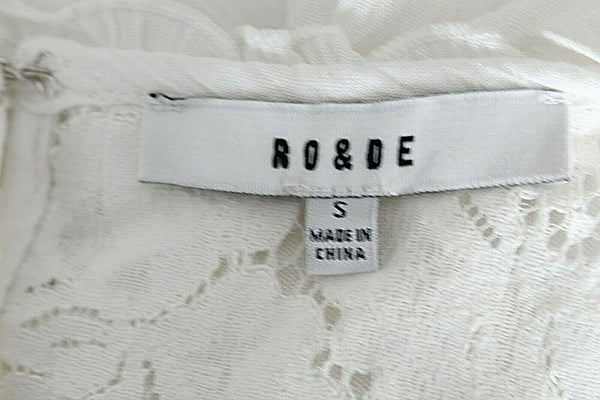 RO & DE Sz S Off White Lace Shoulder Peplum Cotton Rayon Nylon Top