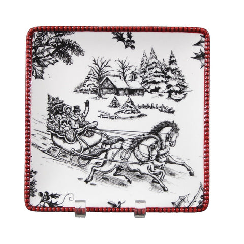 Grasslands Road White Black Red Toile A Good Night Set Of 4 - 4.25" Dishes