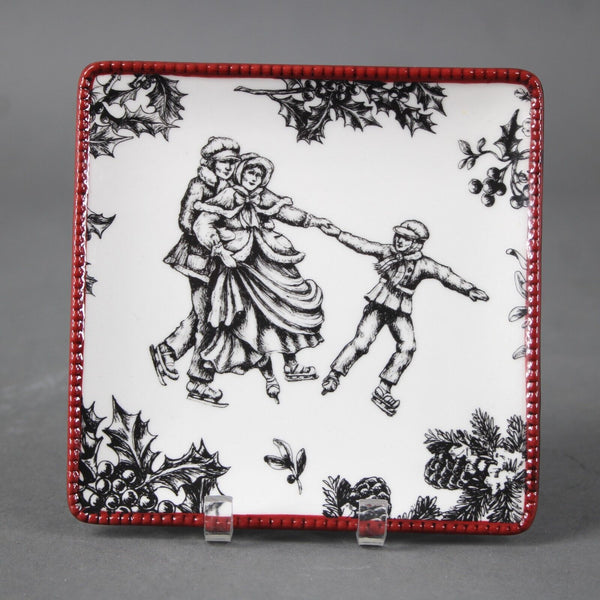 Grasslands Road White Black Red Toile A Good Night Set Of 4 - 4.25" Dishes