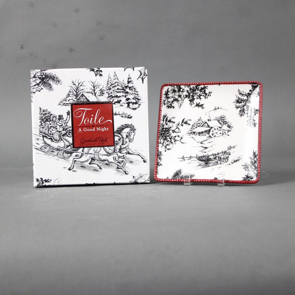 Grasslands Road White Black Red Toile A Good Night Set Of 4 - 4.25" Dishes