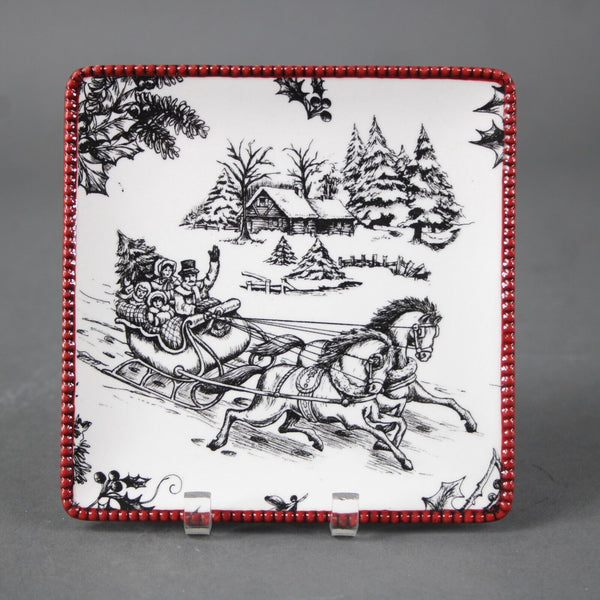 Grasslands Road White Black Red Toile A Good Night Set Of 4 - 4.25" Dishes