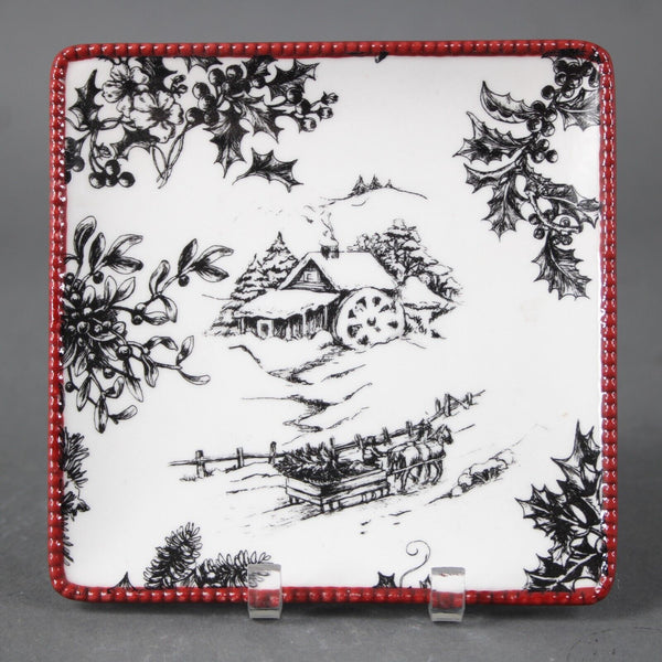 Grasslands Road White Black Red Toile A Good Night Set Of 4 - 4.25" Dishes
