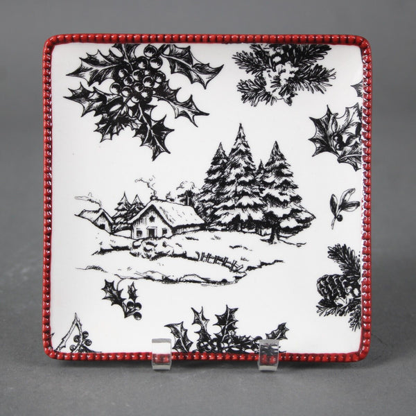 Grasslands Road White Black Red Toile A Good Night Set Of 4 - 4.25" Dishes