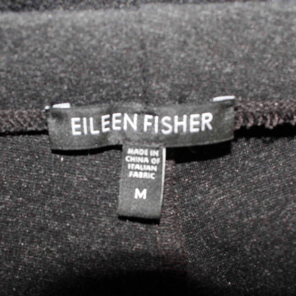 Eileen Fisher Sz M x 33" Heather Black Pull On Viscose Knit Nylon Straight Pant