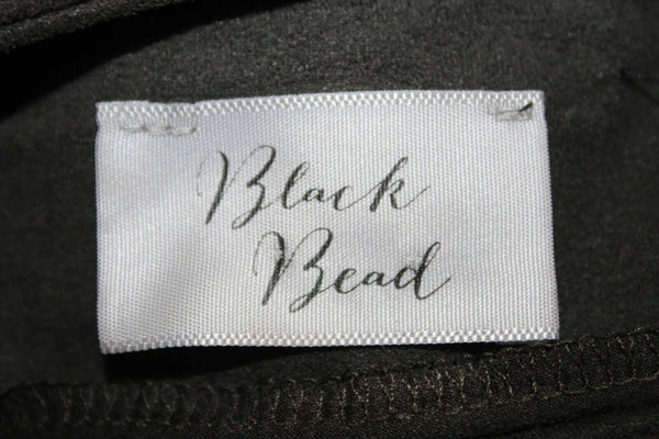 Black Bead Sz M Olive Vegan Suede Round Hem Poly Blend Dress