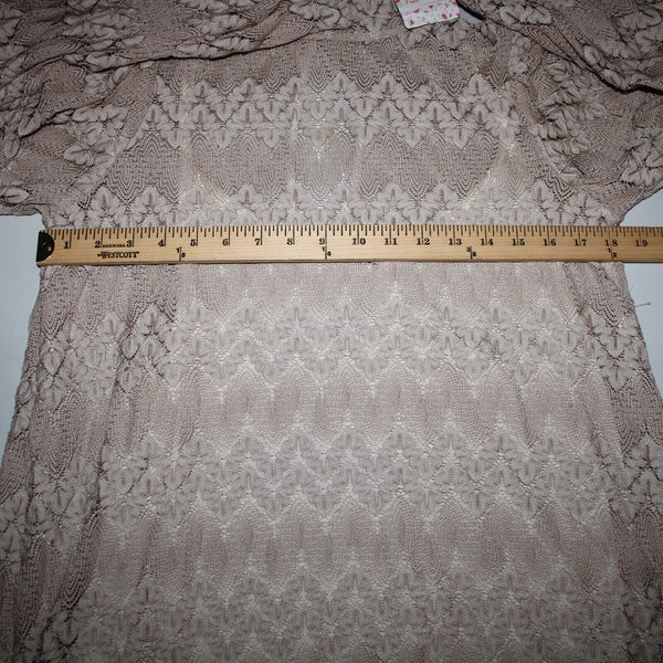 Free People Sz S Light Tan Brown Collar Lace Lined 100% Polyester Viscose Dress