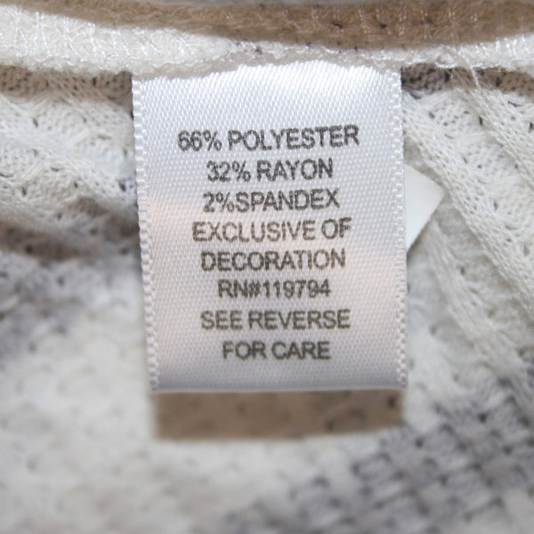 Live And Let Live Sz M White Gray Stripped Embellished Poly Rayon Top