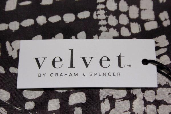 Velvet New Sz M Charcoal Cream Drape Front Long Back 100% Rayon Top