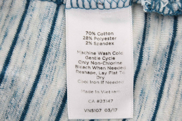 Talbots Sz S Teal Multi Striped Open Front Cotton Blend Cardigan Sweater