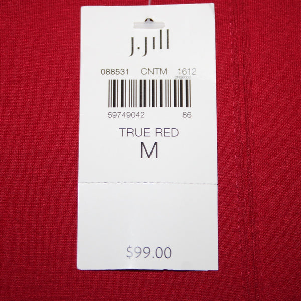 J Jill Dress NEW $99 Sz M True Red Pleated Rayon Lycra Spandex Midi Dress